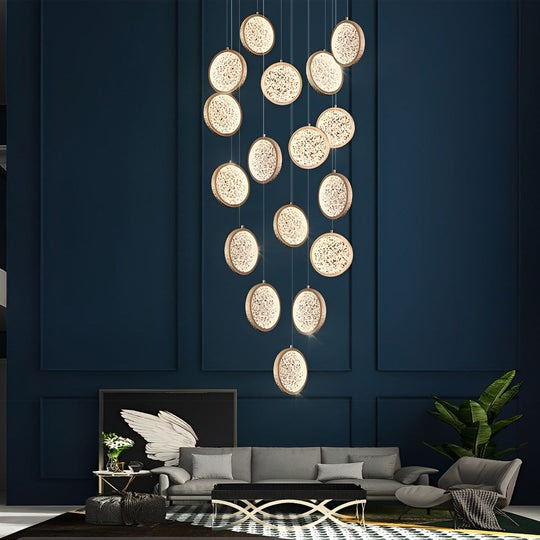 Creative Round Iron Acrylic Three-Step Dimming Modern Pendant Light