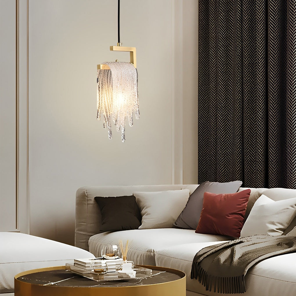 Creative Handmade Glass LED Button Switch Copper Modern Pendant Light