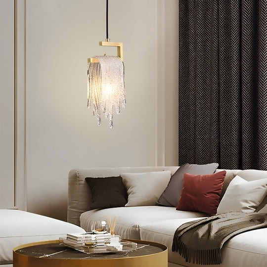 Creative Handmade Glass LED Button Switch Copper Modern Pendant Light