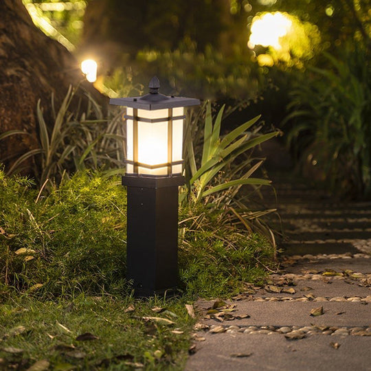 Elegant Vintage Pavilion Black Bollard Lights Retro Outdoor Pathway Lamp