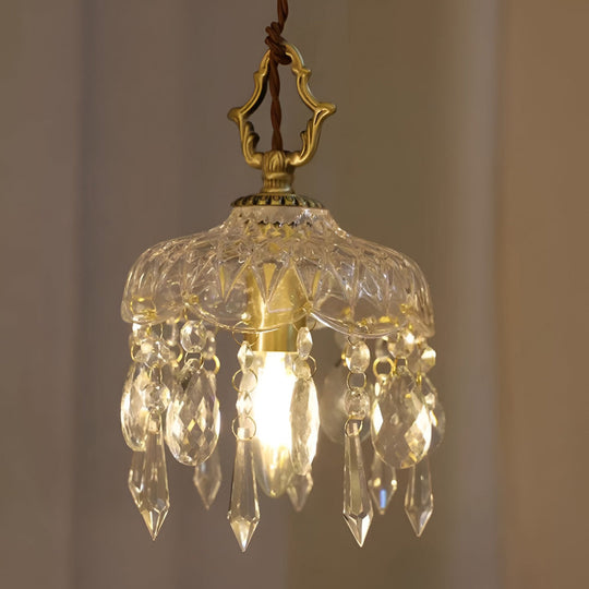 Retro Glass Crystal LED Gold Modern Pendant Light