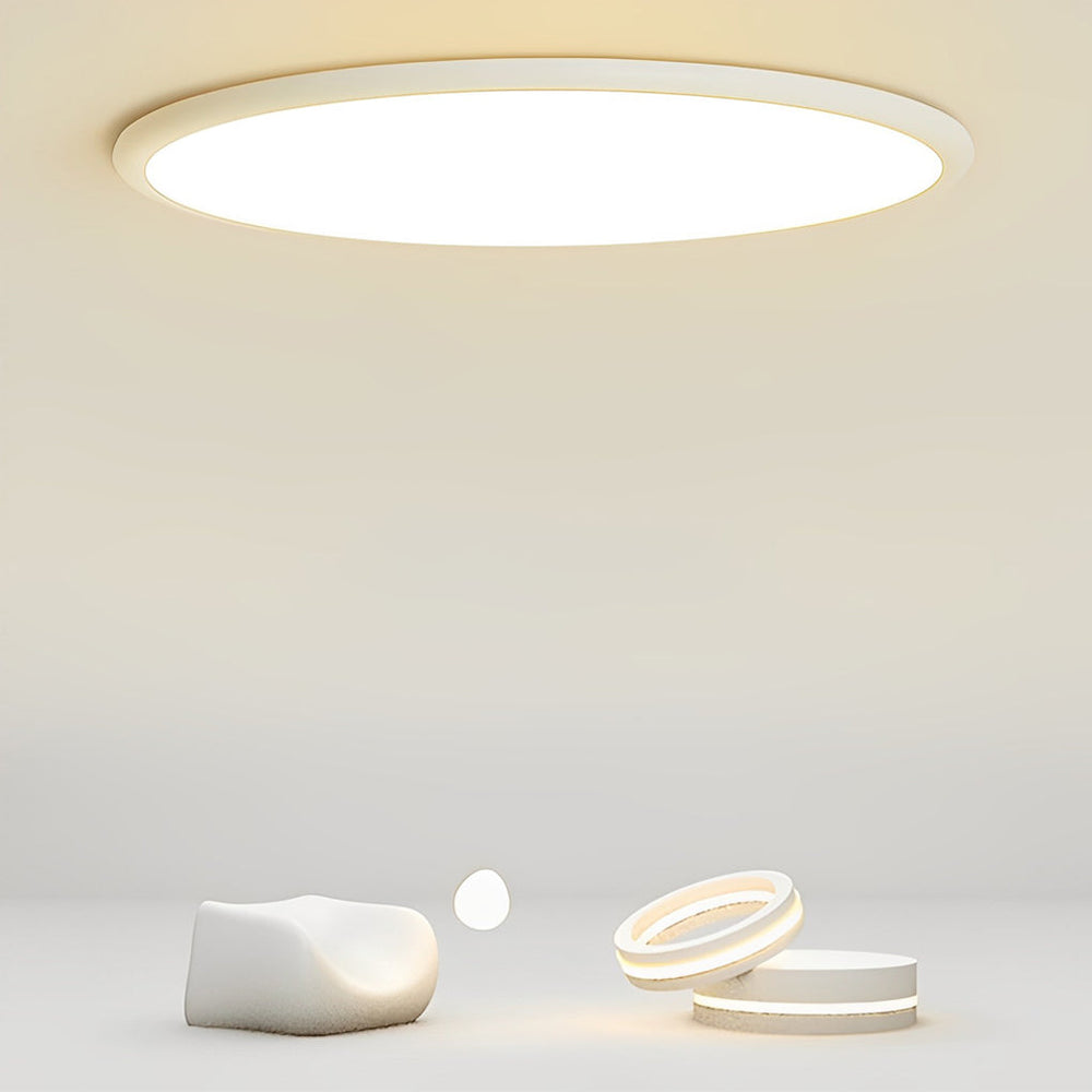 16" Modern LED Geometric Circle Flush Mount Ceiling Light – Black & White Edge