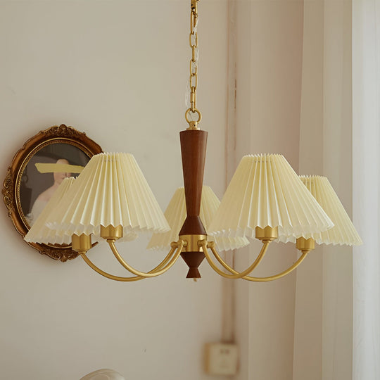 3 Lights Pleated Lampshade 12W LED Nordic Chandelier