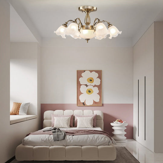 8-Light Electroplated Glass Flower-Shaped LED Traditional Chandelier