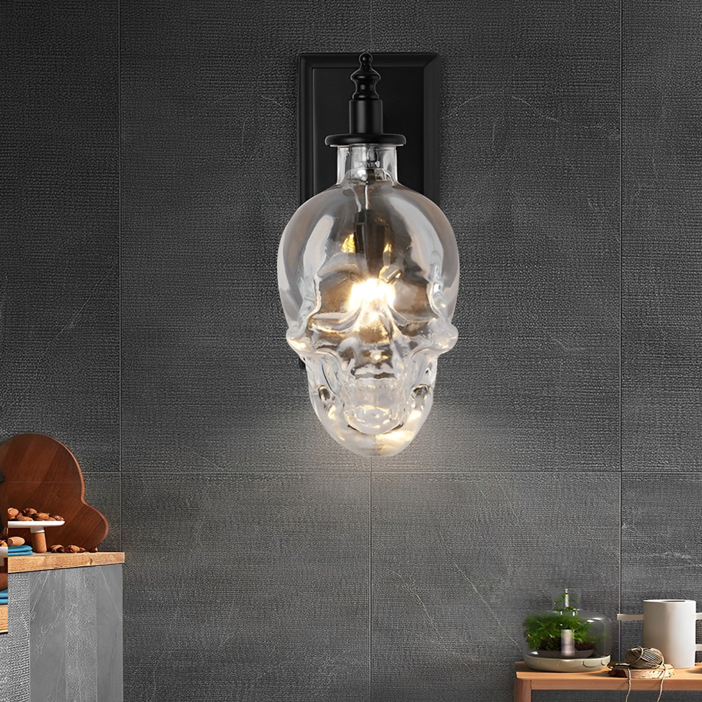 Retro Glass Skull Head LED Decorative Wall Lamp