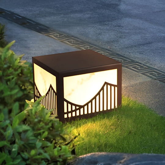 Solar LED Outdoor Post Lights with Mountain Design