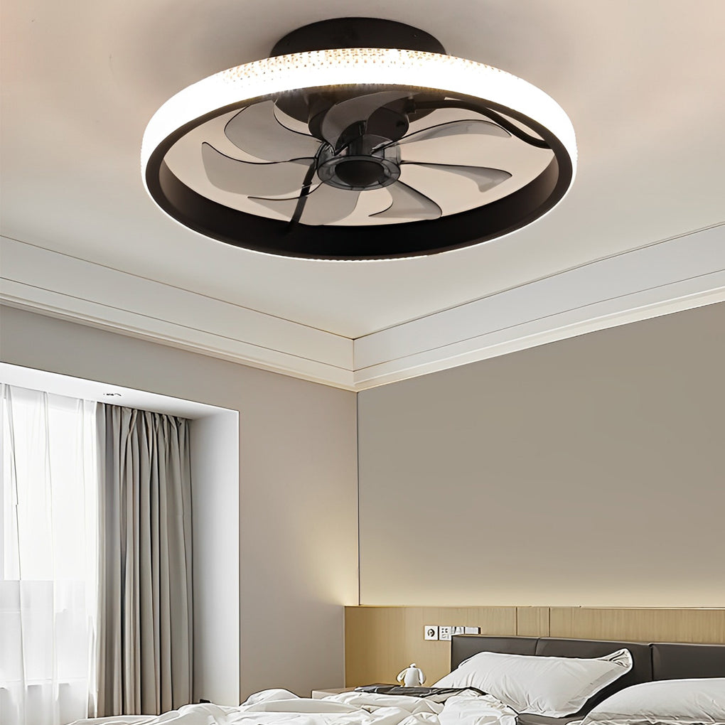 Round Inverter Mute LED Dimmable Bladeless Ceiling Fan with Remote