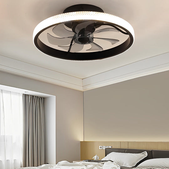 Round Inverter Mute LED Dimmable Bladeless Ceiling Fan with Remote