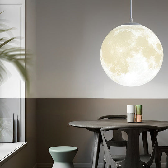 Round Moon Lunar 3D Creativity White Pendant Lamp