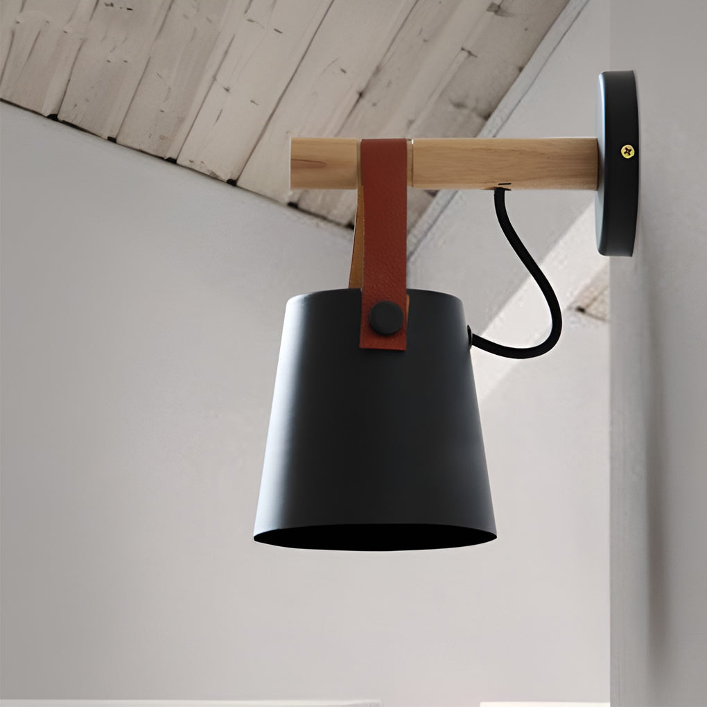 Classic Wood & Metal Nordic Plug-in Wall Sconce