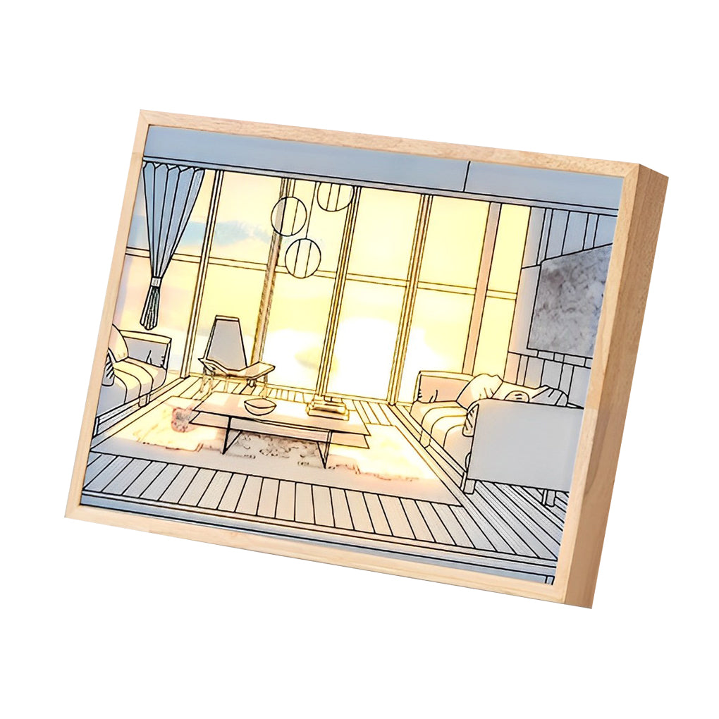 Wooden Frame Touch Control Dimmable LED Night Light