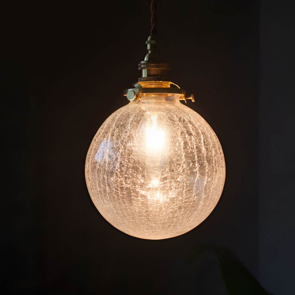 Spherical Glass Cracked Pattern LED Nordic Island Light Hanging Ceiling Lamp