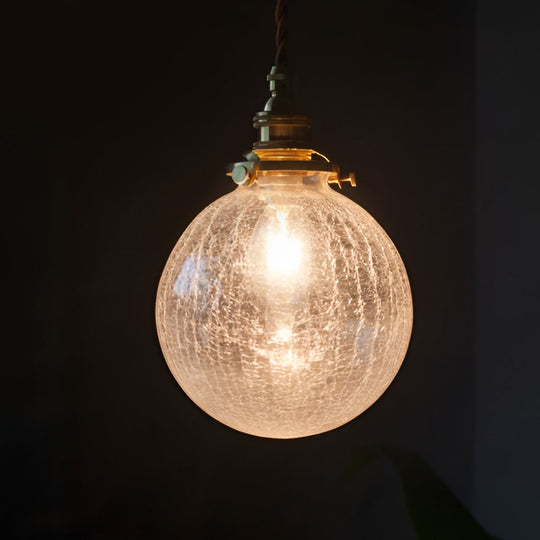 Spherical Glass Cracked Pattern LED Nordic Island Light Hanging Ceiling Lamp