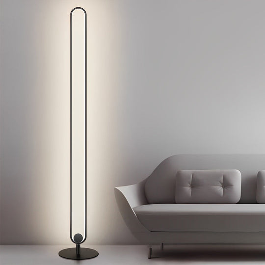 Modern Minimalist LED Oval Floor Lamp – 53" Standing Lamp with Sculptural Design, Warm White Light, Foot Switch Control