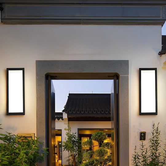 Rectangular LED Waterproof Black Modern Outdoor Exterior Wall Lamp