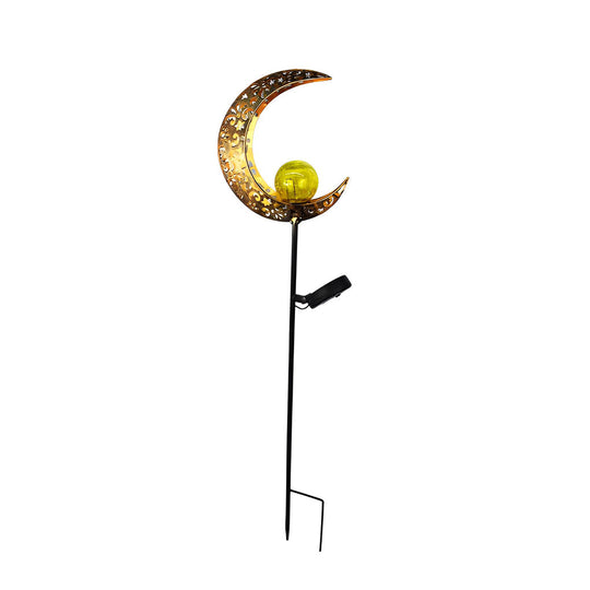 Mystical Moon & Sun Flame Iron Hollow Projector Solar Garden Light