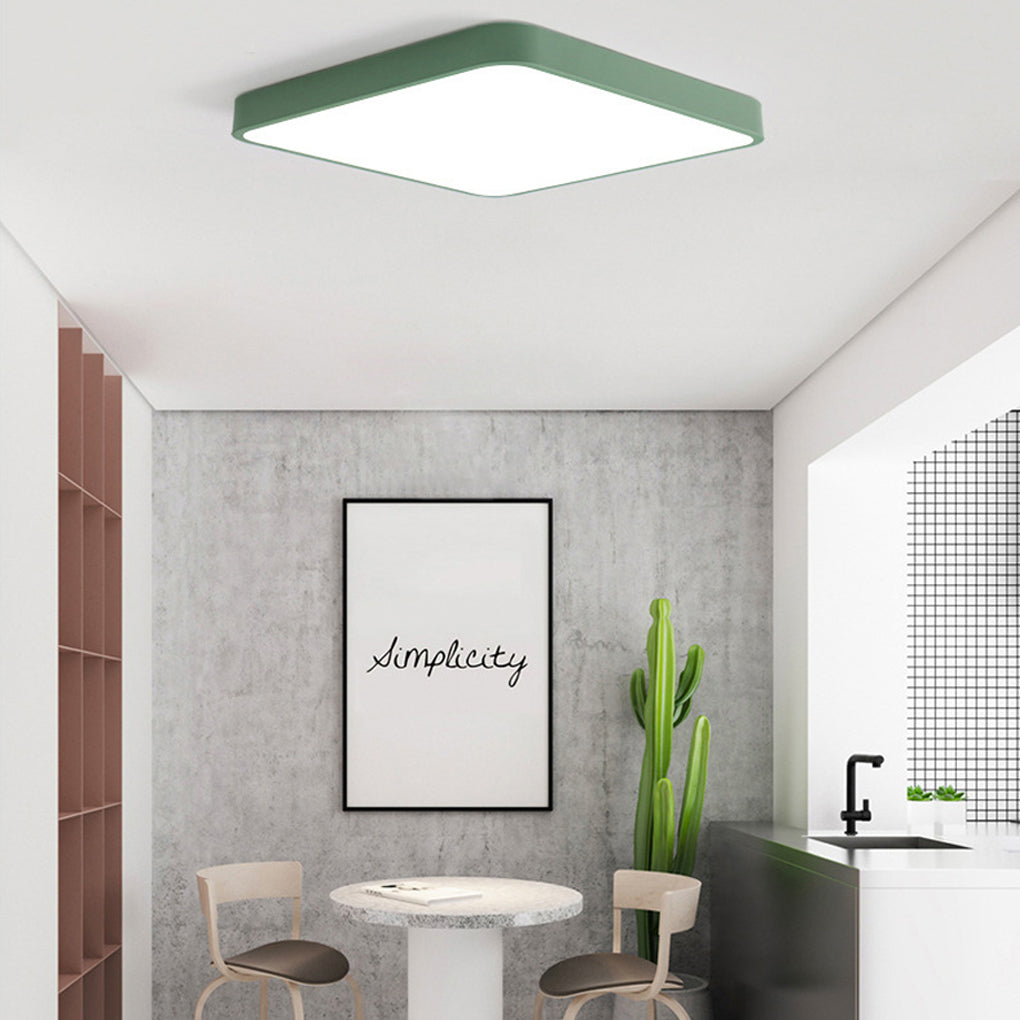 Square Modern LED Flush Mount Ceiling Light – Metal, PVC & Acrylic