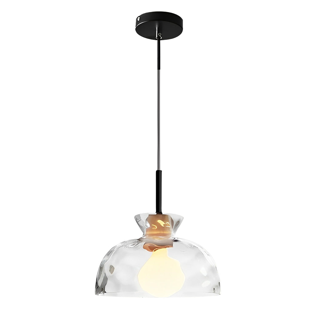 Round Creative Glass Wood Japanese Style Pendant Light Small Chandelier