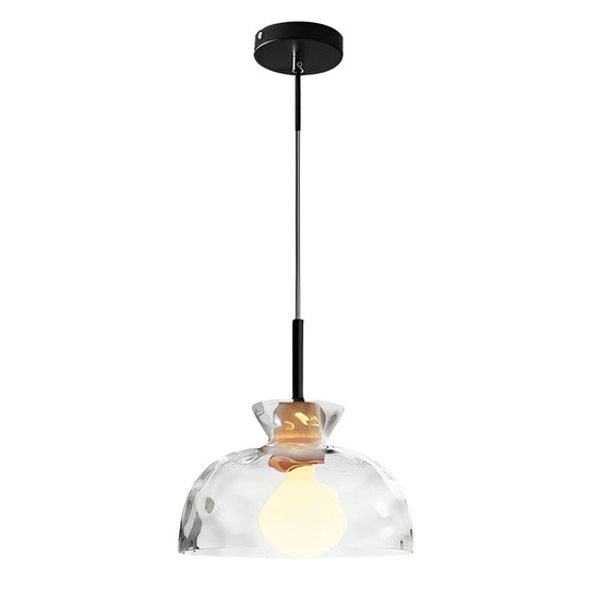 Round Creative Glass Wood Japanese Style Pendant Light Small Chandelier