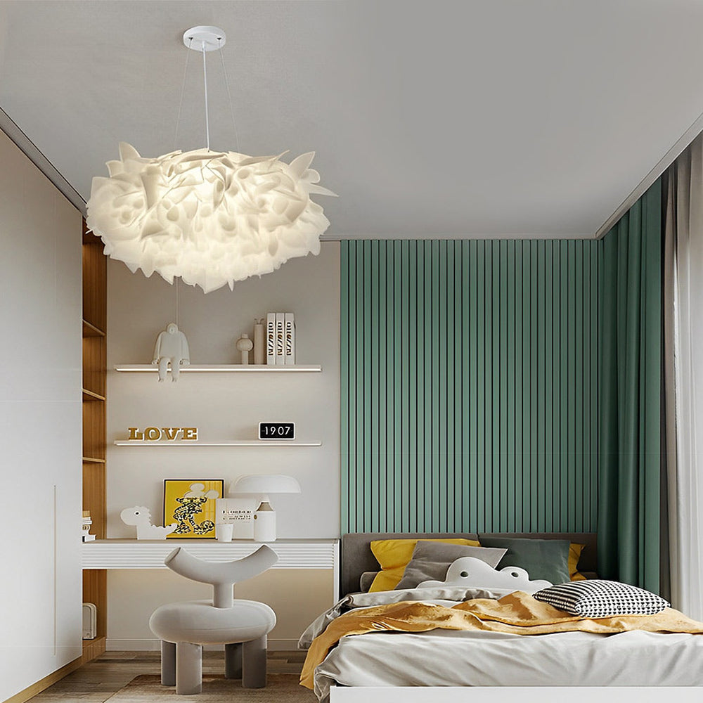 Flower Petals Three Step Dimming LED White Nordic Chandelier Light