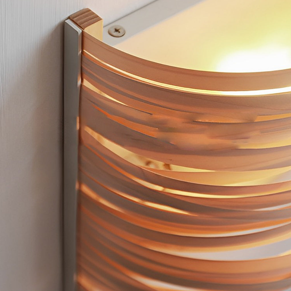 Semi-Cylindrical Handmade Wood Decorative Wall Lamp