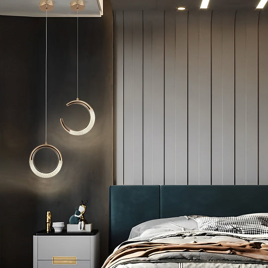 Moon Rings LED Electroplated Nordic Pendant Light