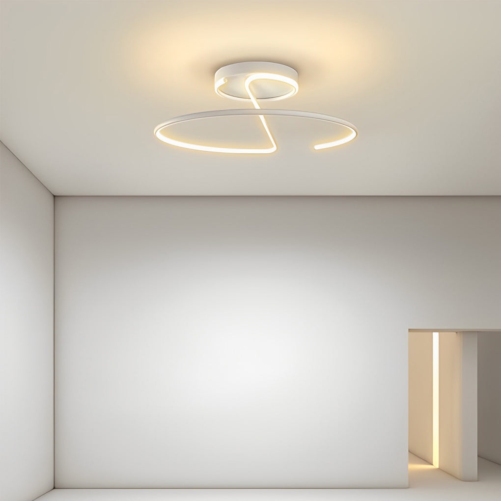 16" Wire-Inspired Circular Modern LED Semi-Flush Mount Ceiling Light