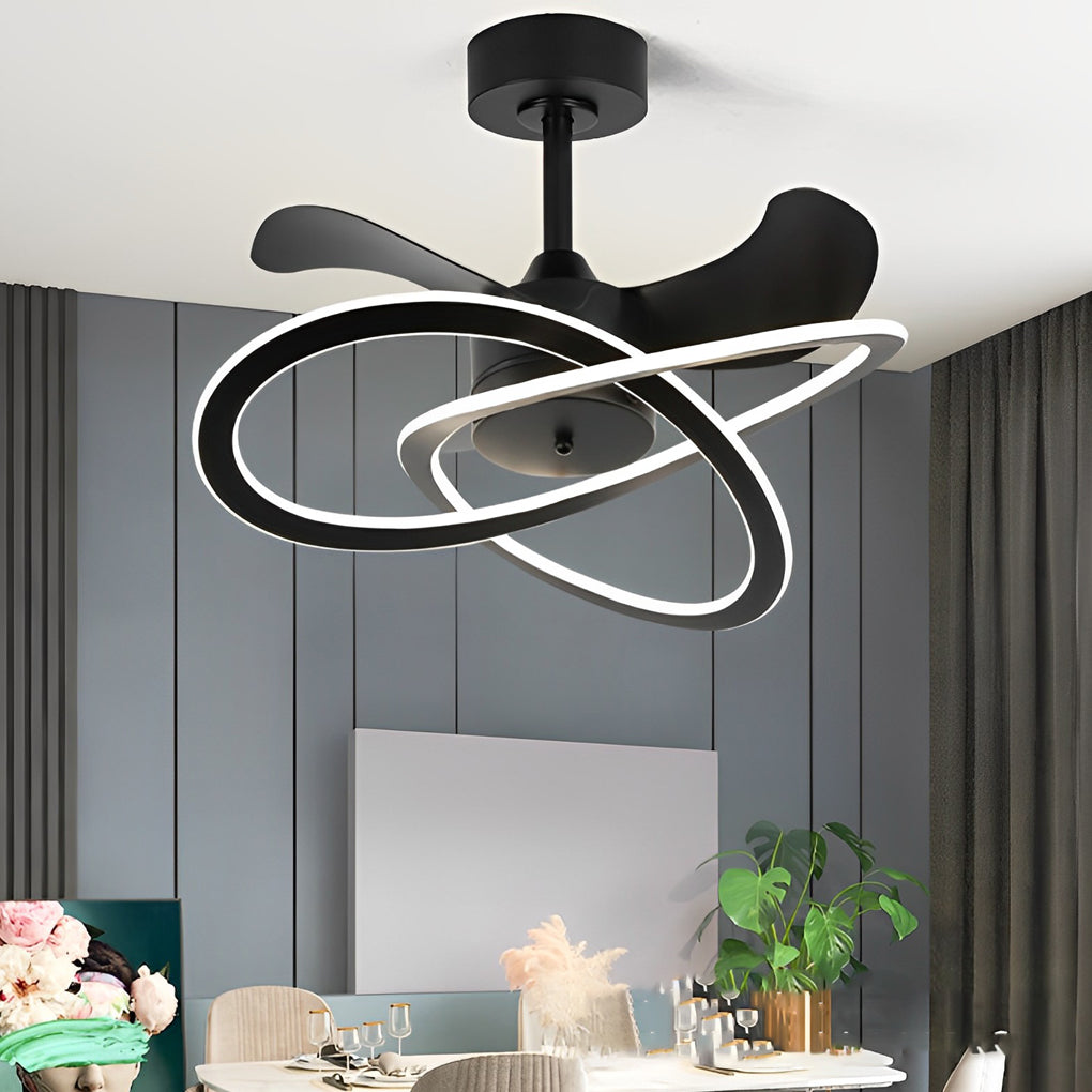 Waves Flower LED Bladeless Ceiling Fan Light with Timer