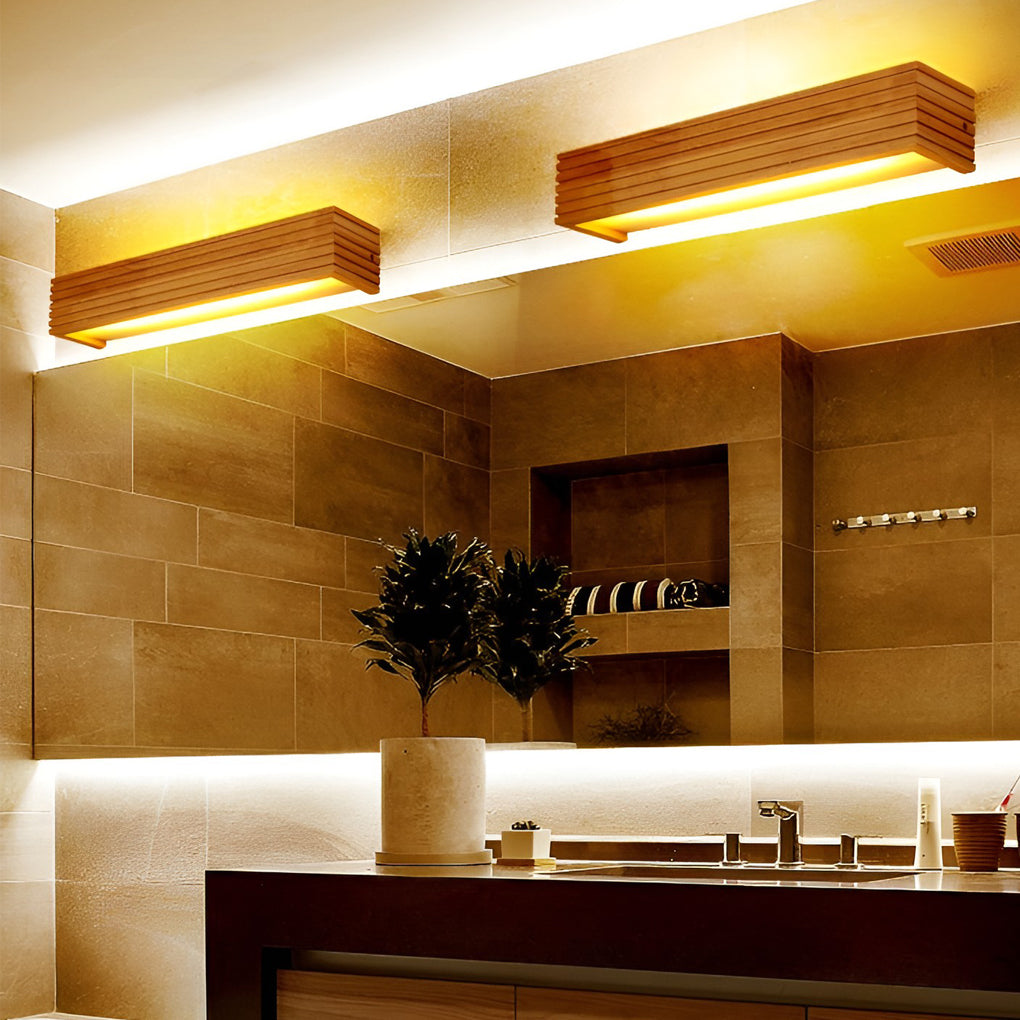 Wood Rectangular Waterproof LED Nordic Wall Sconce