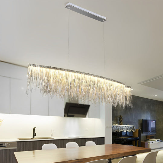Aluminum Tassels Chain LED Dimmable Post Modern Dining Room Chandelier