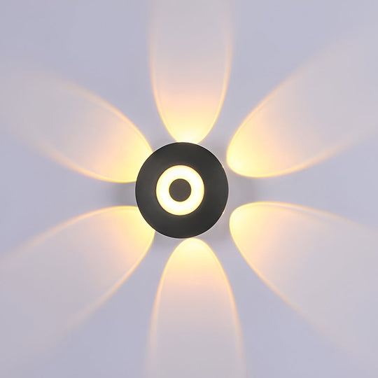 Round Waterproof LED Black Wall Washer Sconce Light