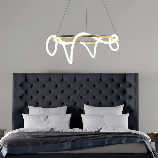 Creative LED Strip Electroplated Metal Modern Chandelier Ceiling Light