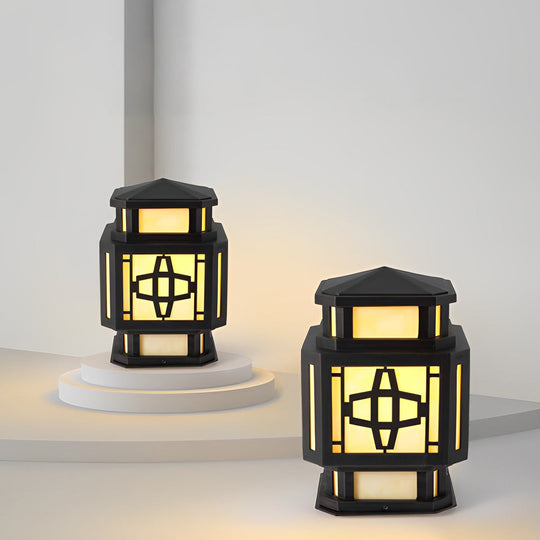 Creative Retro Black Outdoor Deck Post Light with LED
