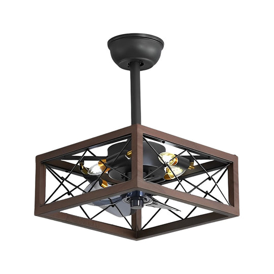 Retro Rustic Bladeless Ceiling Fan Light with Remote