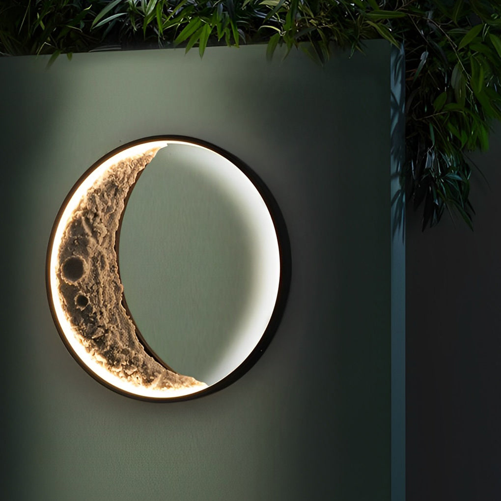 Crescent Moon Resin LED Outdoor Wall Light