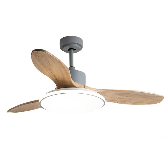 Wooden Nordic LED Ceiling Fan Light with Remote Control
