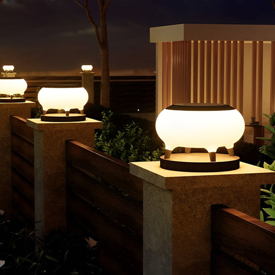 Round Drum Waterproof Solar Fence Post Light