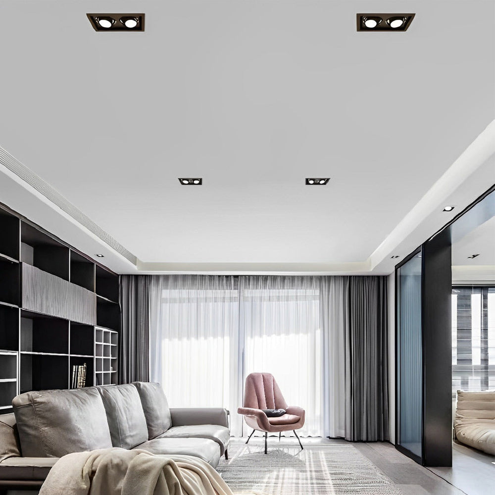 Rectangular – 2-Light Adjustable Recessed LED Spotlight with Three-Step Dimming
