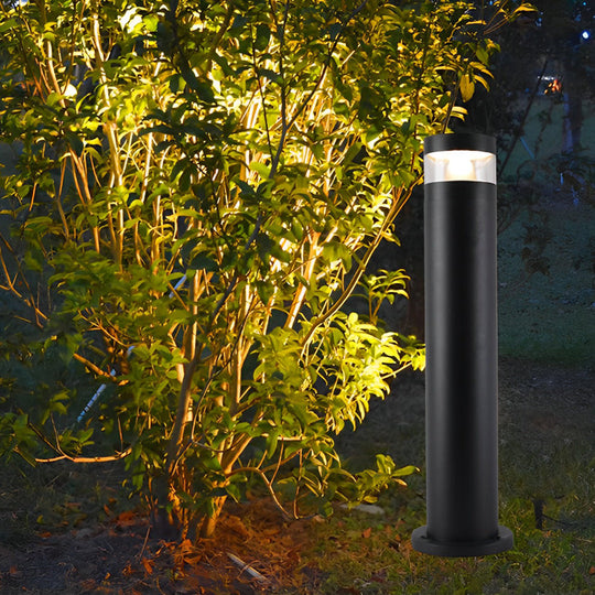 Cylindrical Creative Waterproof LED Black Modern Outdoor Pathway Bollard Lights