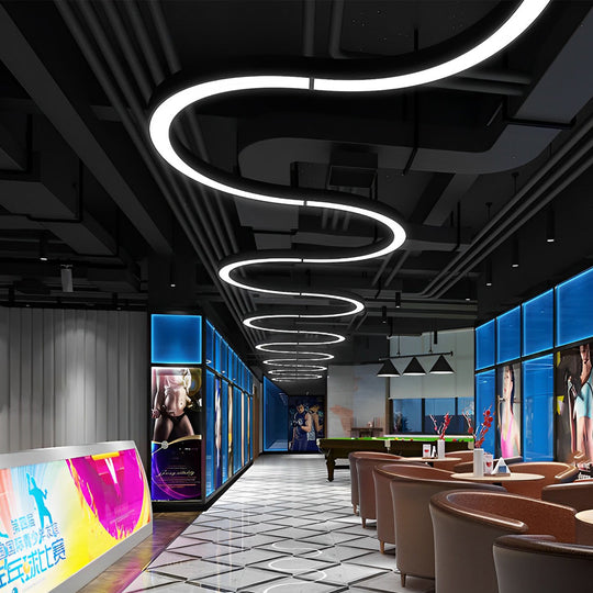 Curved Slim C Shape – LED Pendant Half-Circle Hanging Profile Light for Office and Commercial Spaces