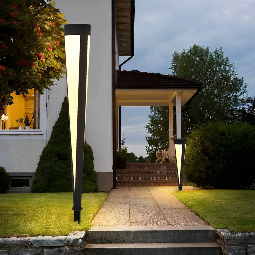 Round Gray Solar LED Outdoor Lawn Light