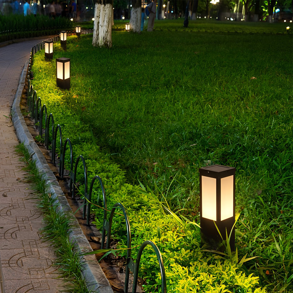 Remote Controlled Industrial Solar Bollard Lights Waterproof and Square Outdoor Lighting
