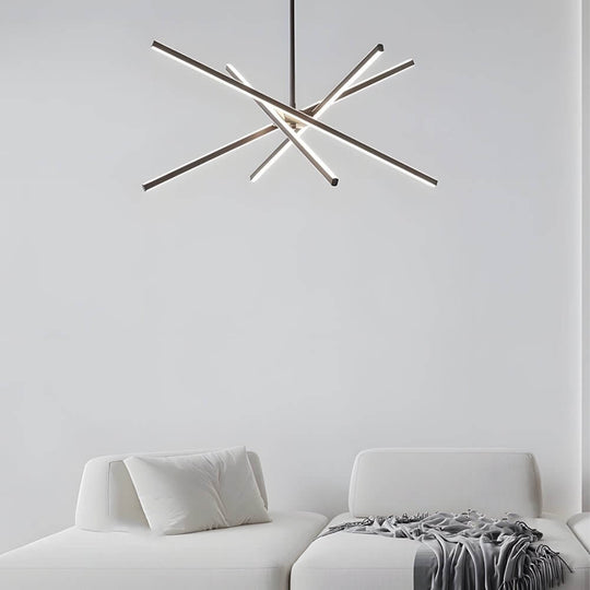 4-Light Dimmable LED Sputnik Linear Chandelier
