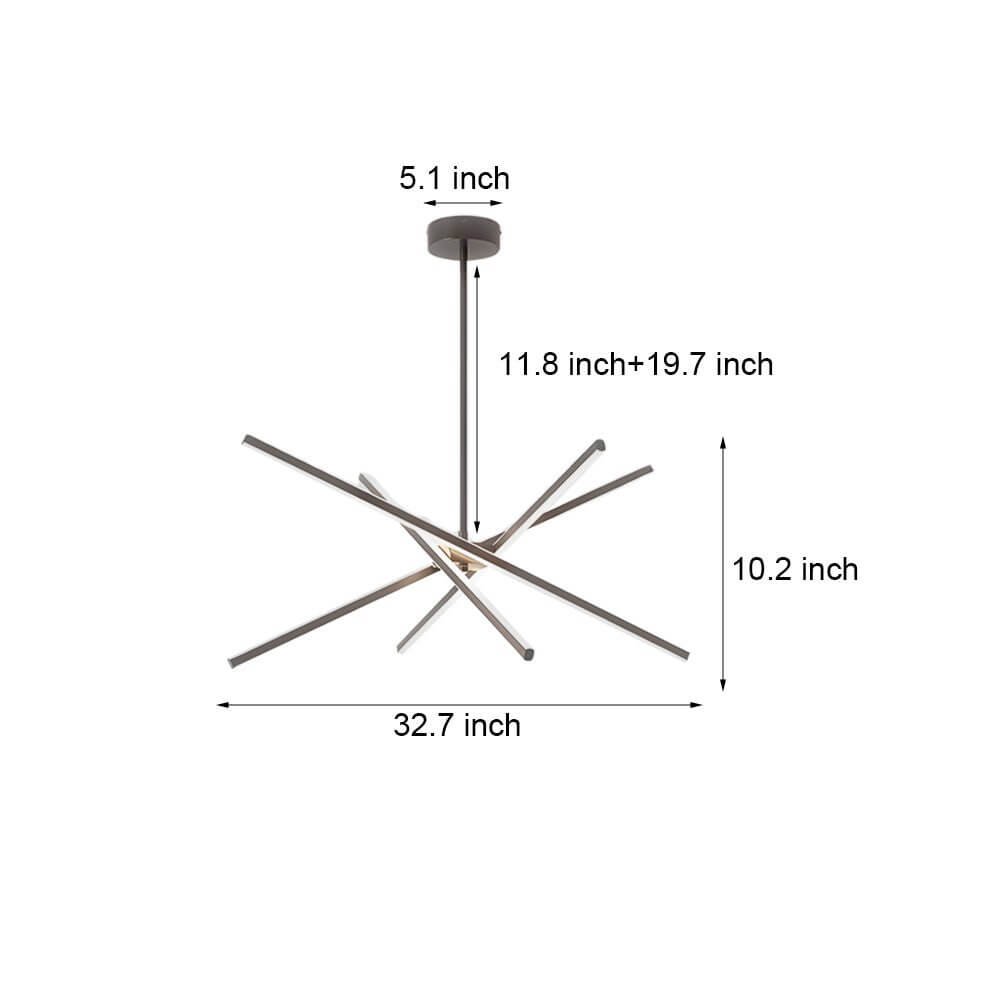4-Light Dimmable LED Sputnik Linear Chandelier