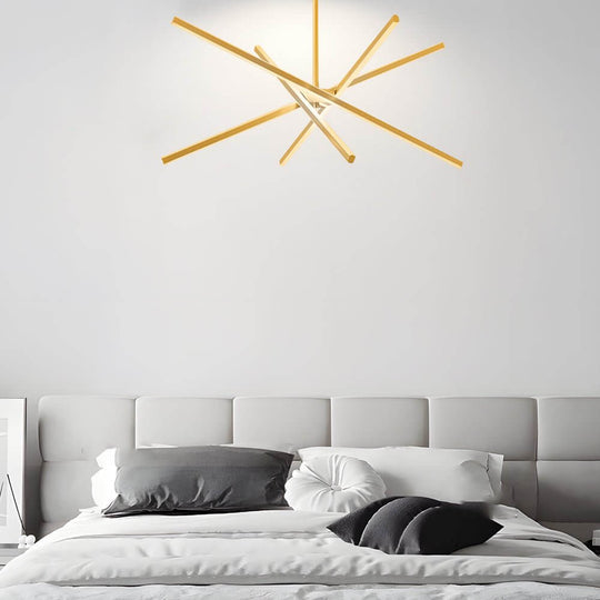 4-Light Dimmable LED Sputnik Linear Chandelier