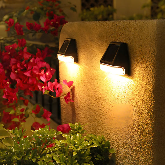 4 Pcs Dusk-to-Dawn Sensor LED Solar Step Lights Outdoor Warm White