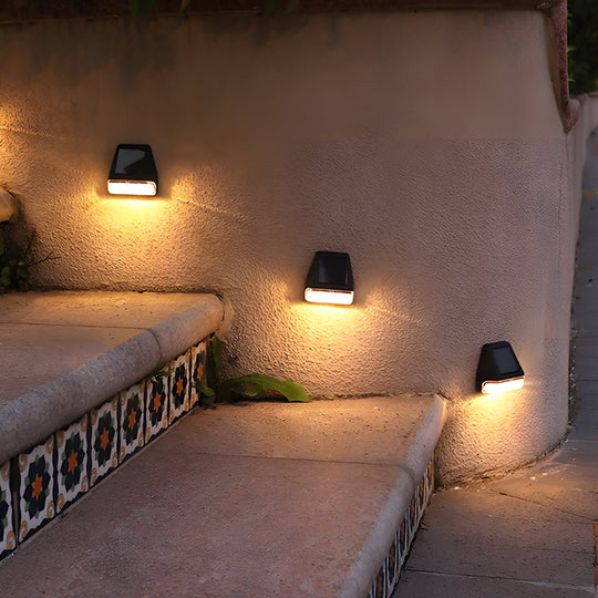 4 Pcs Dusk-to-Dawn Sensor LED Solar Step Lights Outdoor Warm White