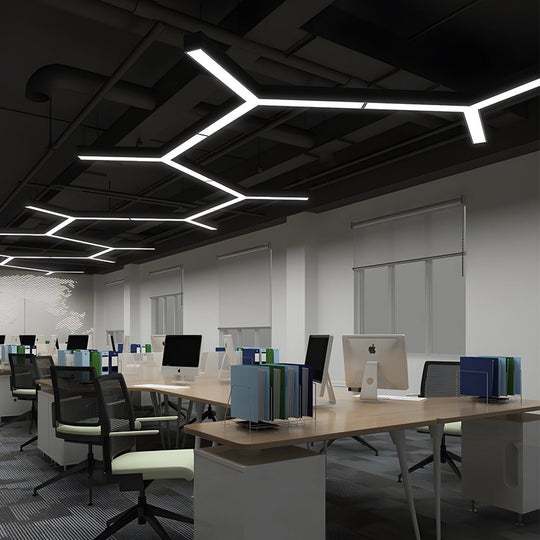 4 Pcs Modern Y-Shaped Linear LED Office Pendant Lights