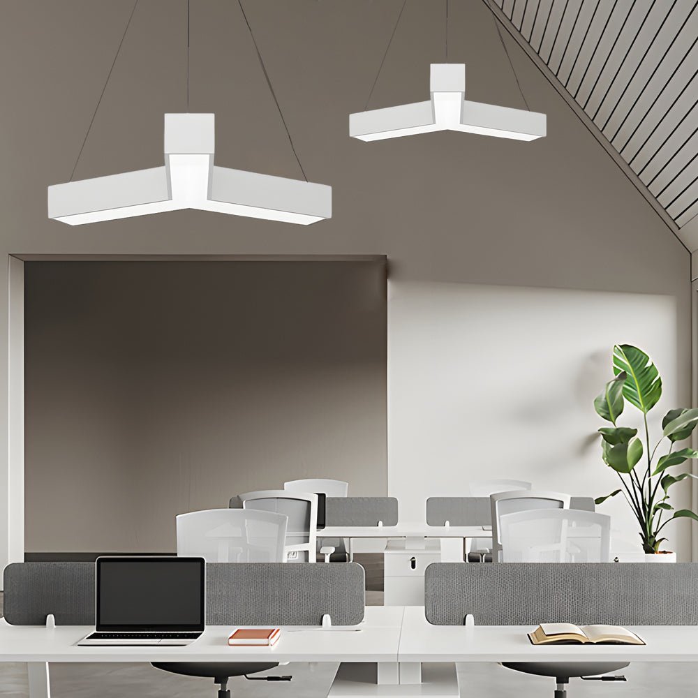 4 Pcs Modern Y-Shaped Linear LED Office Pendant Lights