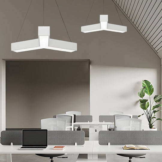 4 Pcs Modern Y-Shaped Linear LED Office Pendant Lights